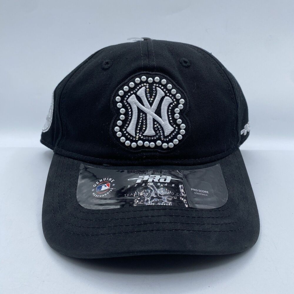 New York Yankees Pro Standard Hat Women OSFA Black Pearl Leather MLB Logo NWT